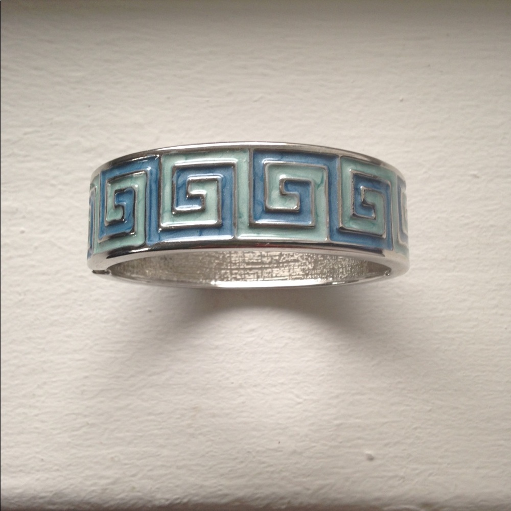 Metal Blue Greek Bangle Bracelet